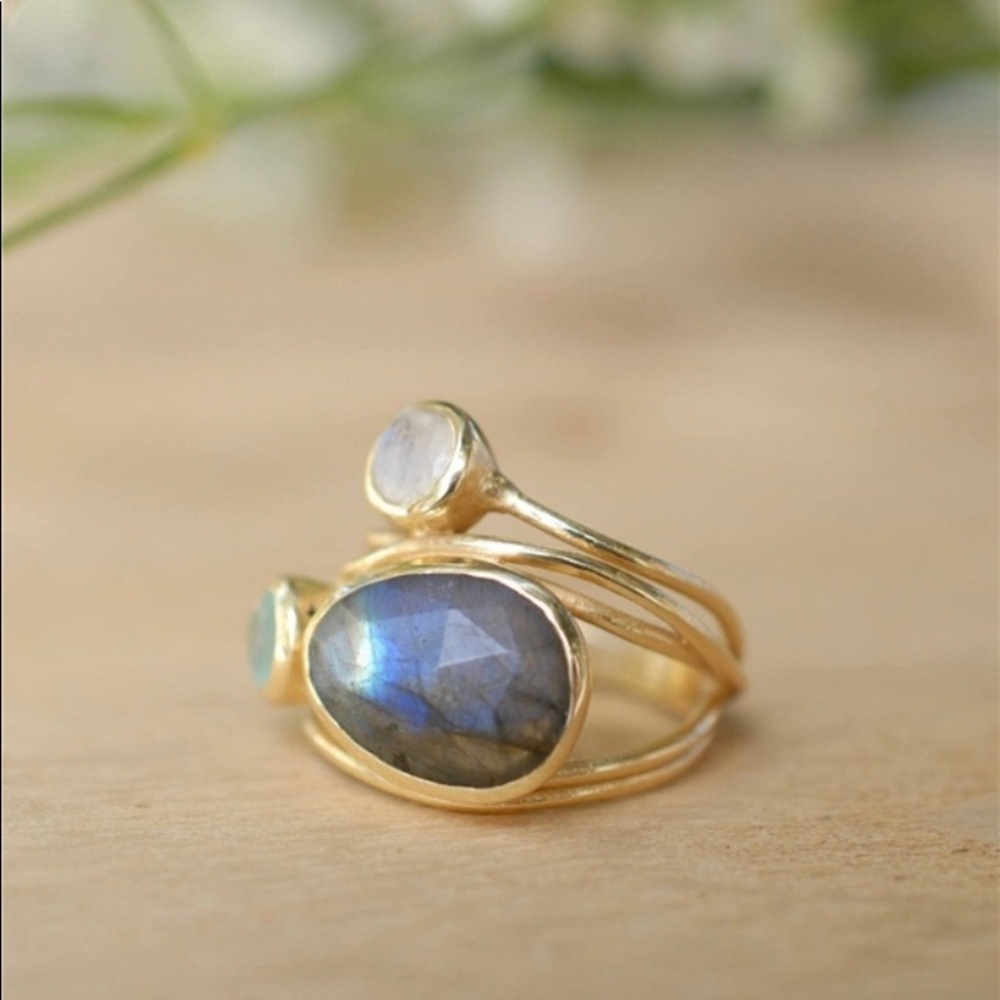 GOLD WIRE WRAPPED Color Changing GEMSTONE RING - Picture 5 of 7